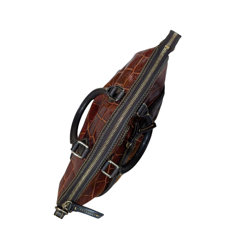 DOONEY & BOURKE! PECAN BROWN & GOLD CROC, BLACK GENUINE LEATHER BAG, PURSE! - Picture 10 of 13